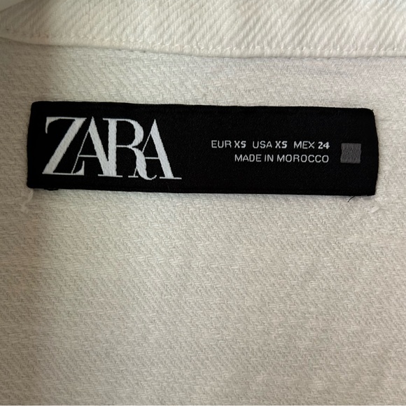 White Zara Denim Jean Jacket Size XS - Picture 4 of 6
